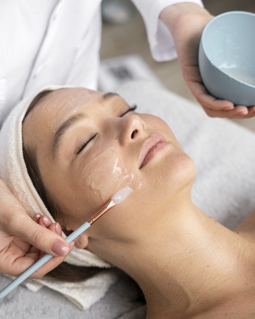 high angle woman getting massaged spa